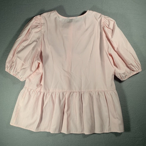 PAIR Of Pretty Garden XL Blue/pink Strip Bow Front Top Puff Elbow Sleeves - Picture 8 of 10